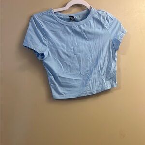 SHEIN Blue Fitted Crop T-Shirt Short Sleeve